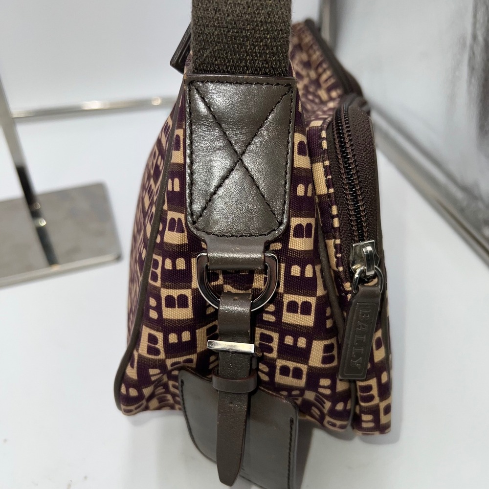 Bally Vintage Monogram Shoulder Bag Y2K Designer Purse Italian Leather - Picture 8 of 16